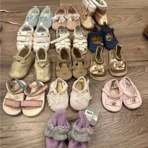 Lot of 13 pair baby girl shoes.